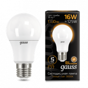 Лампа Gauss A60 16W 1380lm 3000K E27 LED 1/10/50