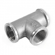 Тройник латунный резьбовой равнопроходный STOUT (ВР) - 1" (никелированный)