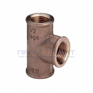 Тройник редукционный Viega 3130 - 3/4" x 1/2" x 1/2" (резьбовой, бронза без покрытия)