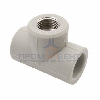 Тройник с переходом на внутреннюю резьбу FV-Plast - 25 x 1/2" (для полипроп.труб, цвет серый)