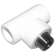 Тройник с переходом на наружную резьбу KALDE - 20 x 1/2" (для полипропиленовых труб, белый)