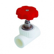 Кран вентильный KALDE - 32 (для полипропиленовых труб под пайку, цвет белый, ручка барашек)