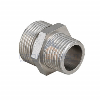 Ниппель латунный резьбовой переходной STOUT - 1/4" x 1/8" (никелированный)