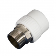 Переход на наружную резьбу под ключ KALDE - 50 x 1"1/2 (для полипропиленовых труб, цвет белый)