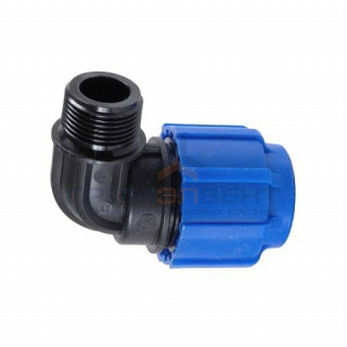 Переход на наружную резьбу угловой Политэк - 20 x 1/2" (винтовой, для труб ПНД)