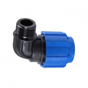 Переход на наружную резьбу угловой Политэк - 40 x 1"1/2 (винтовой, для труб ПНД)