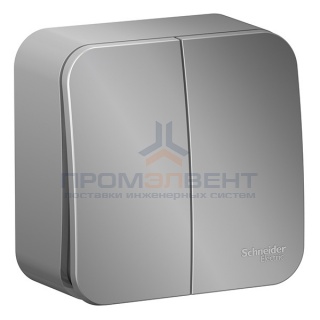 Выключатель 2-клавишный (cх.5) Blanca Schneider Electric 10А 250В алюминий изол.пластина