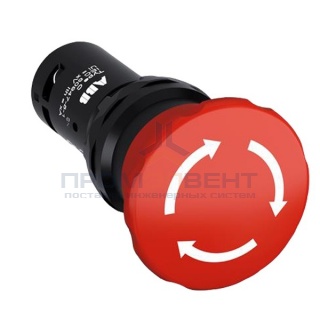 Кнопка ABB CE4T-10R-11 аварийного останова с фиксацией 1НО1НЗ отпускание поворотом 40мм